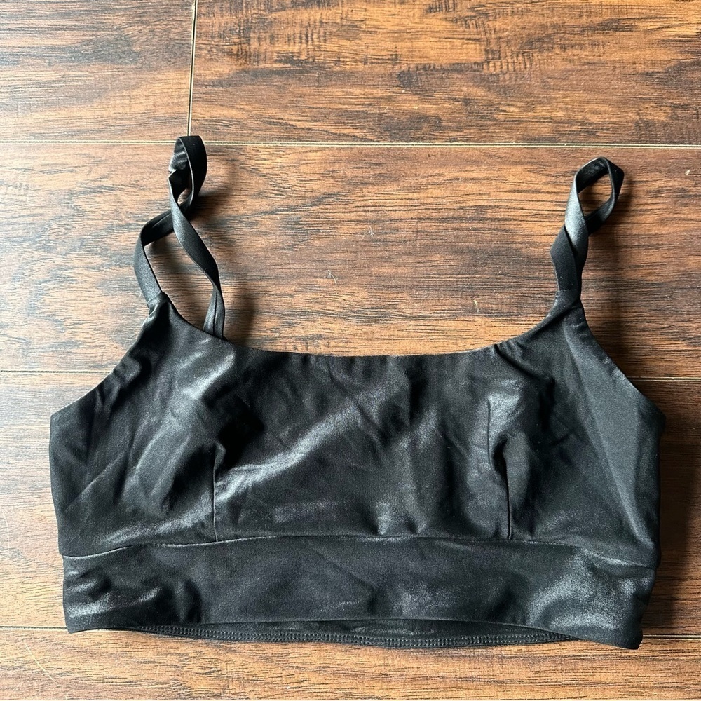 Balance Athletica Black Liquid Metal Shiny Bra Top